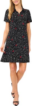 CeCe Print Knit Polo Dress