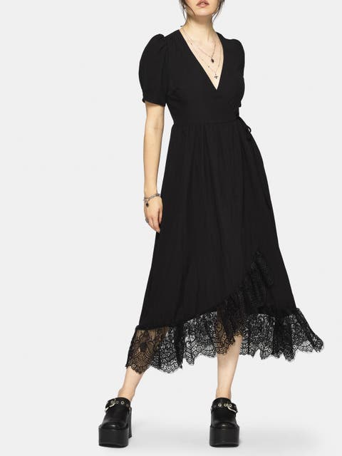 Sorelle Lace Hem Wrap Midaxi Dress