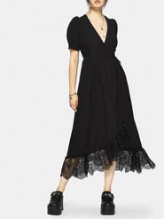 Disturbia Sorelle Lace Hem Wrap Midaxi Dress