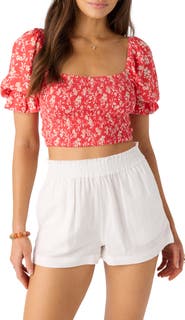 O'Neill Lorna Floral Smocked Crop Top
