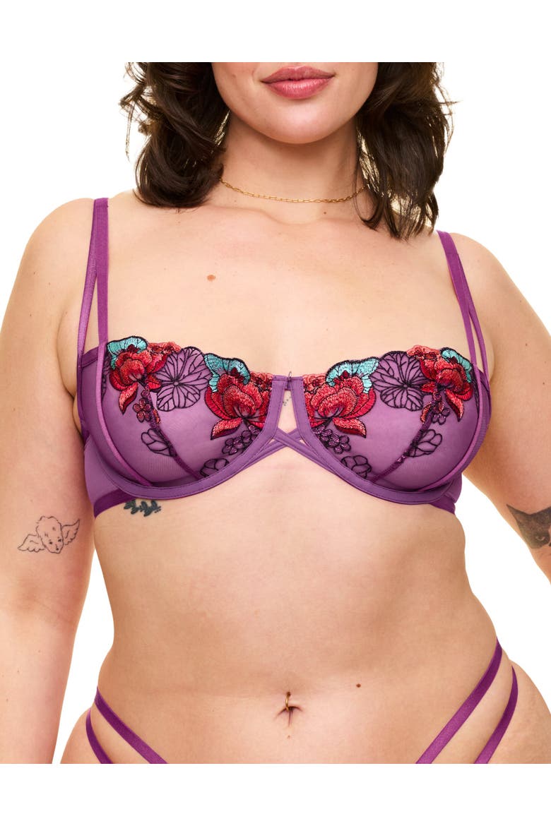 Jayda Unlined Balconette Bra, Main, color, Floral purple
