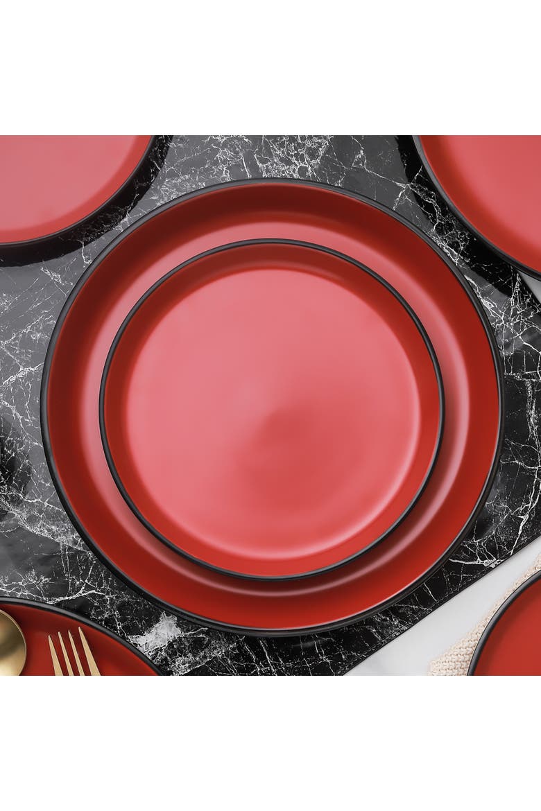 Albie Stoneware 16-Piece Dinnerware Set, Alternate, color, Red and Black