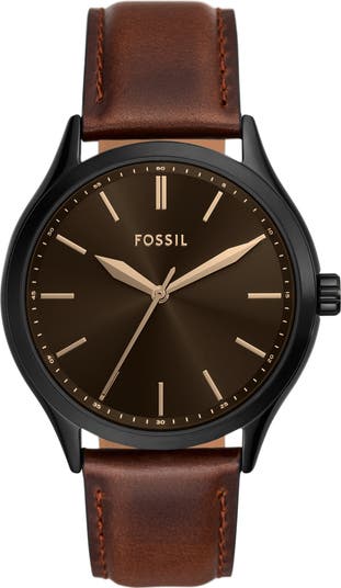 Fenmore Multifunction Leather Strap Watch, 44mm