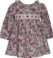 Iris & Ivy Kids' Floral Long Sleeve Smocked Cotton Dress