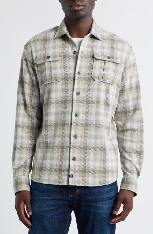 Johnnie-o Marcelo Plaid Flannel Knit Button-up Shirt In Gray