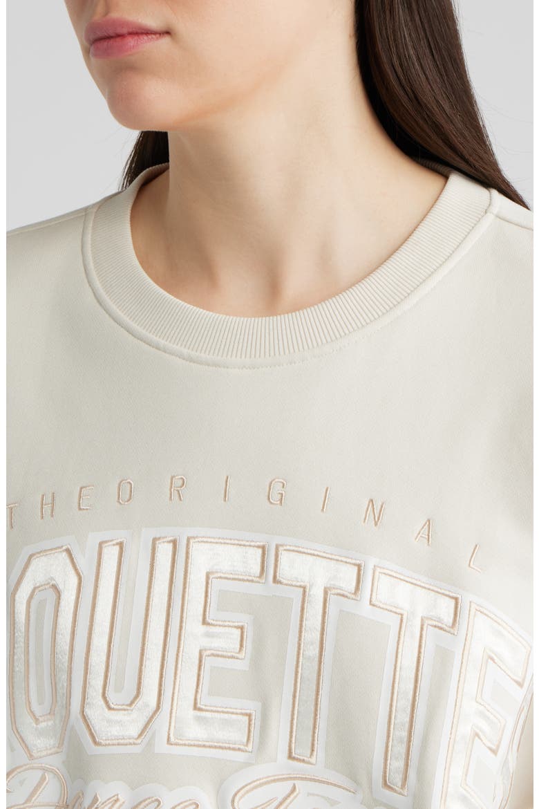 Ever Embroidered Crewneck Cotton Sweatshirt, Alternate, color, OPEN WHITE