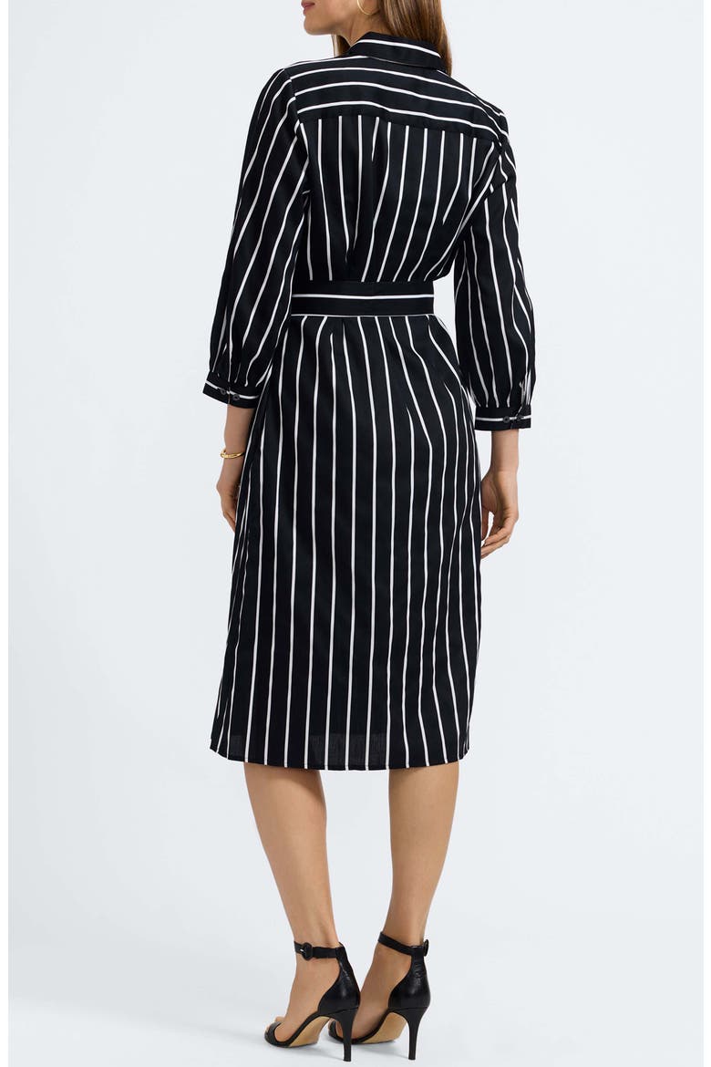 Esther Stripe Cotton Shirtdress, Alternate, color, BLACK/ WHITE