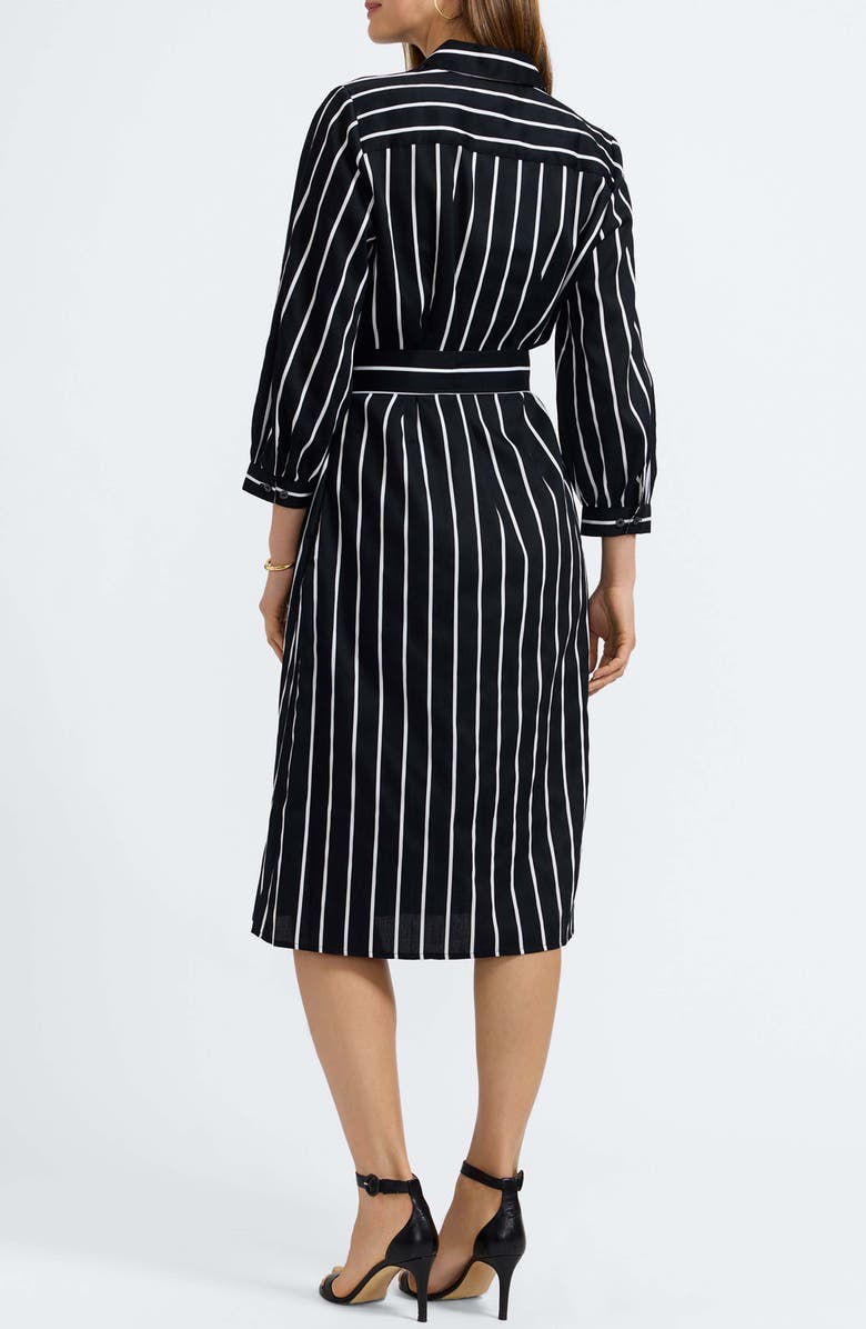 Foxcroft Esther Stripe Cotton Shirtdress, Alternate, color, Black/ White