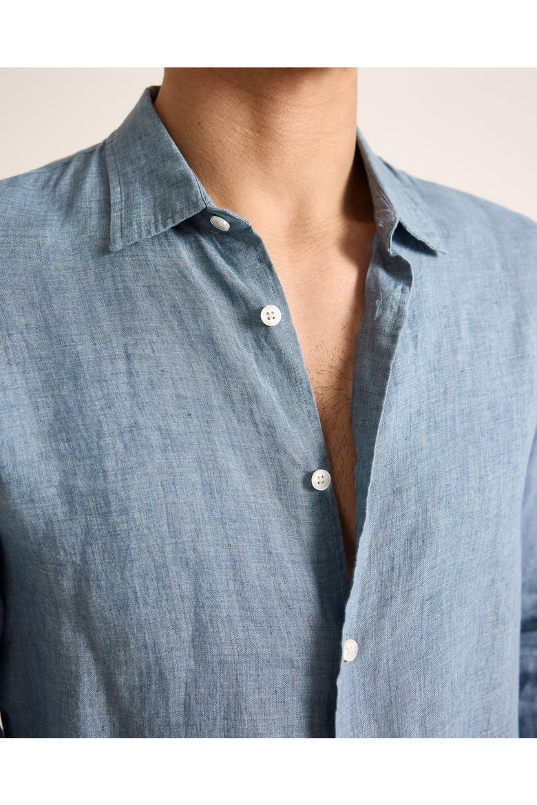 Giles Lino Tailored Fit Italian Linen Shirt, Alternate, color, AERO BLUE