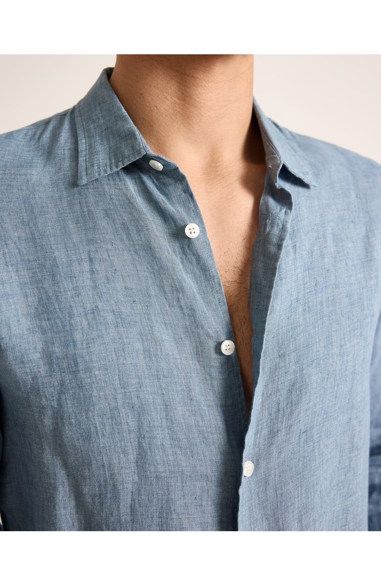 Orlebar Brown Giles Lino Tailored Fit Italian Linen Shirt, Alternate, color, Aero Blue