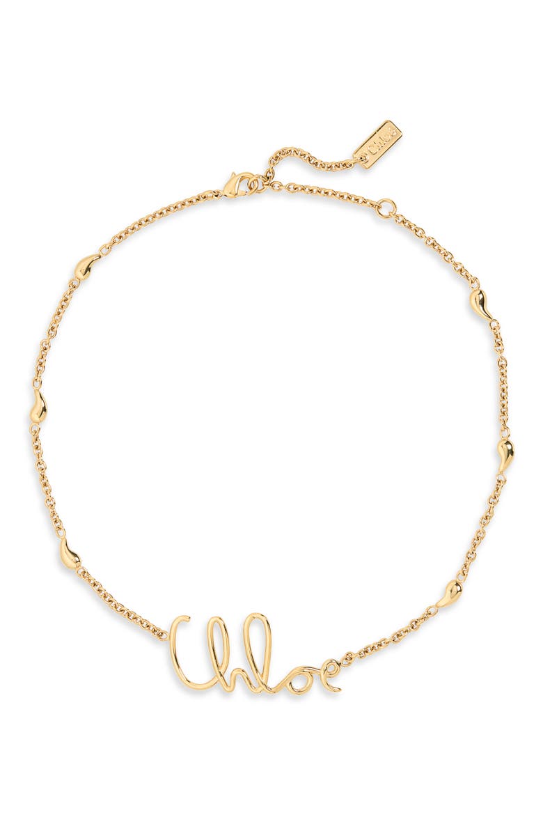 Script Logo Necklace, Main, color, VINTAGE GOLD