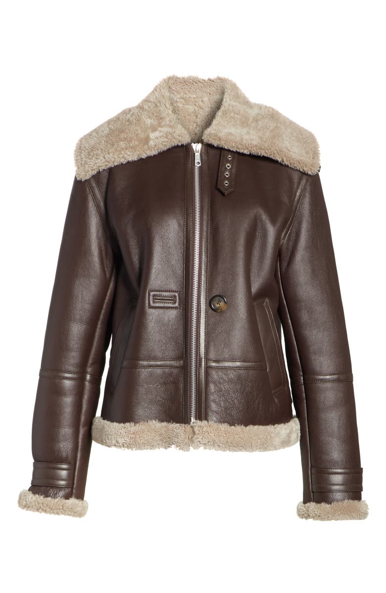 Helmut Lang Genuine Shearling Aviator Jacket, Alternate, color, 