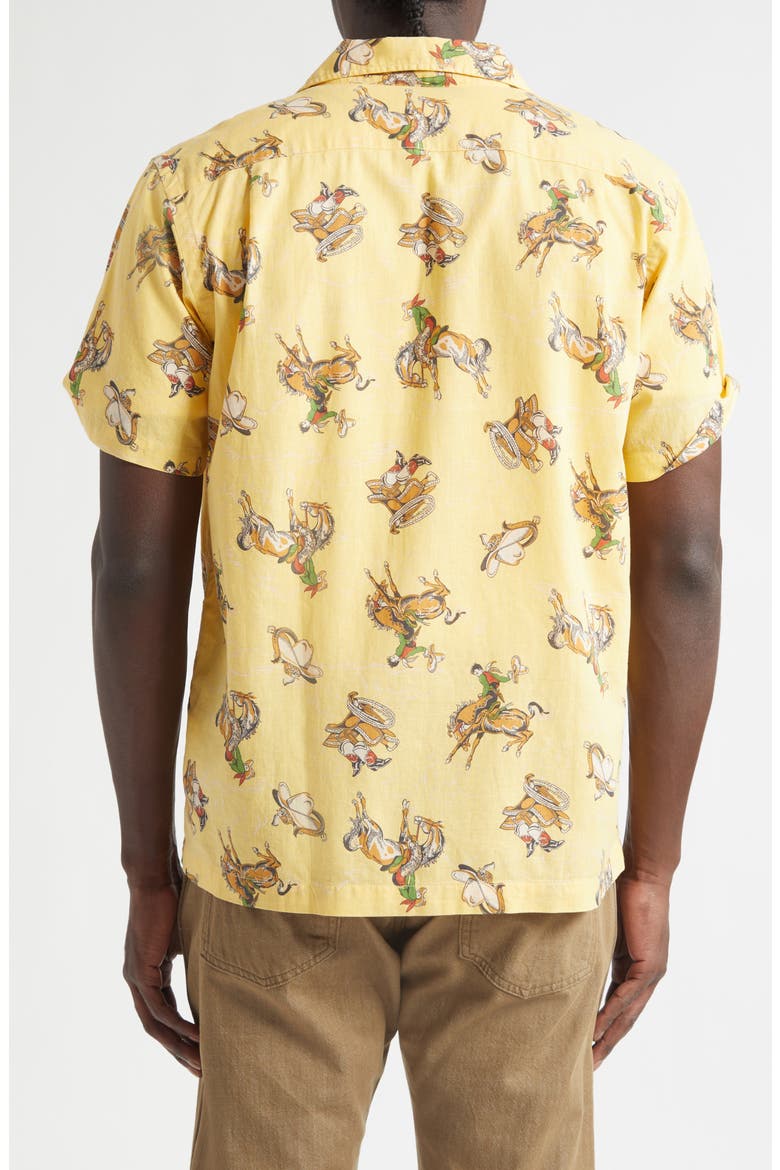 Western Print Linen & Cotton Blend Camp Shirt, Alternate, color, YELLOW MULTI