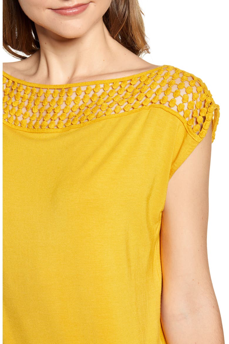 Crochet Yoke Top, Alternate, color, SUNFLOWER