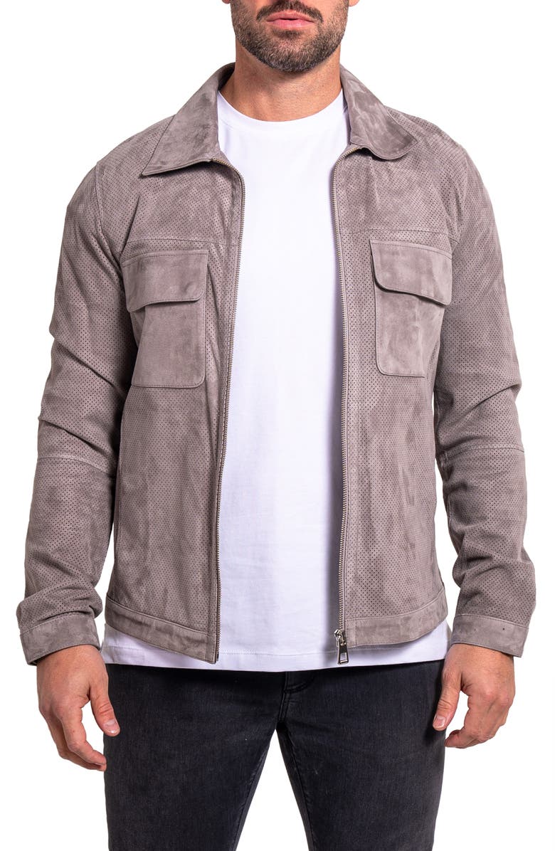 Maceoo Ascension0017 Perforated Suede Jacket, Main, color, Grey