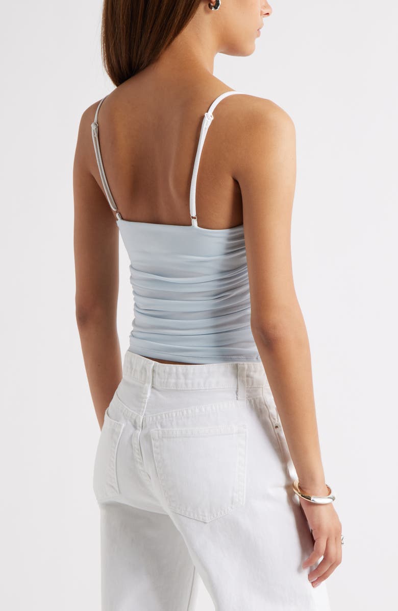 Open Edit Ruched Layered Contrast Trim Camisole, Alternate, color, Blue Delicate- White