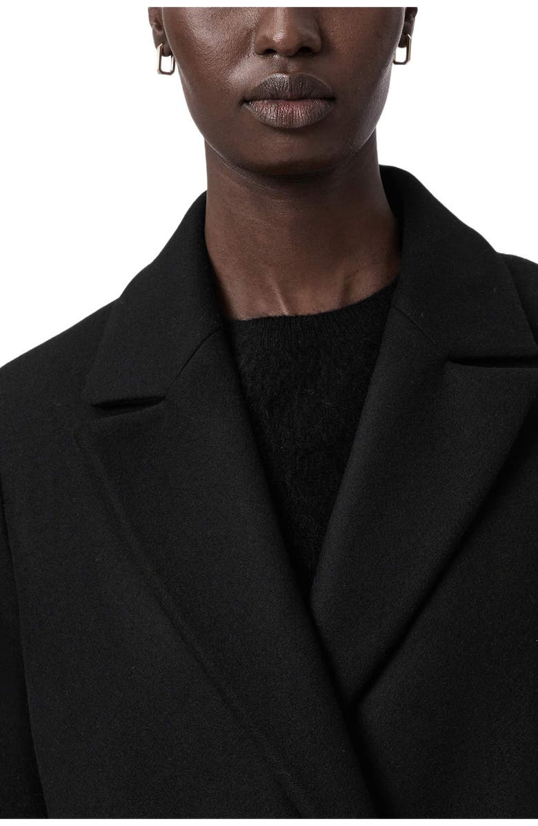 AllSaints Nellie Double Breasted Wool Blend Coat, Alternate, color, Black