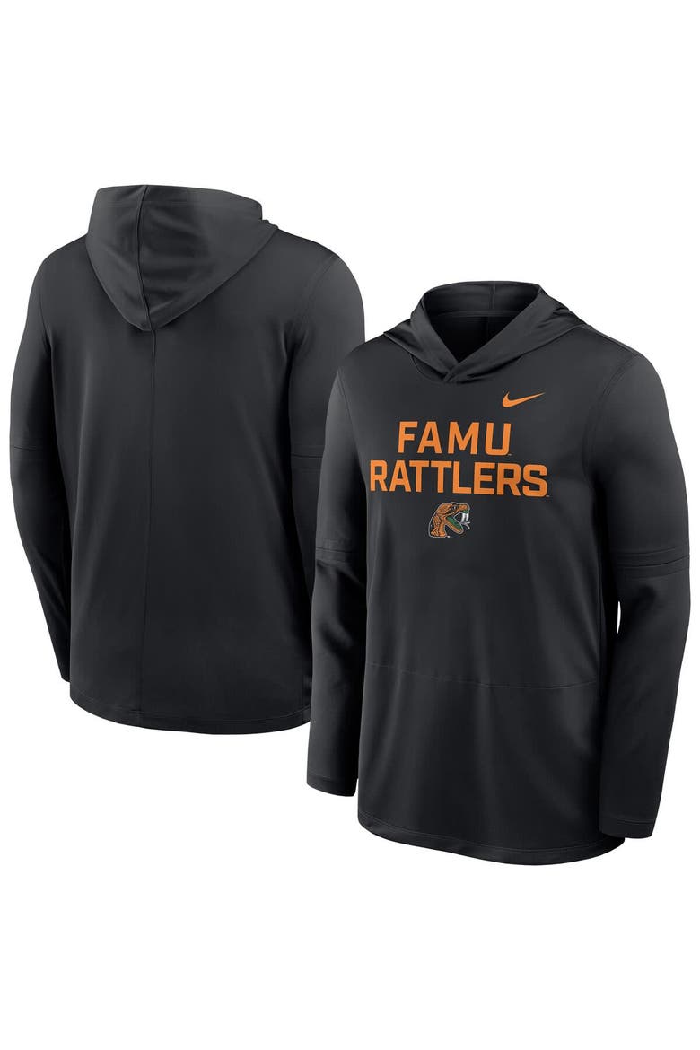 Men's Nike  Black Florida A&M Rattlers Sideline Dri-FIT Lightweight Hooded Top, Main, color, Black