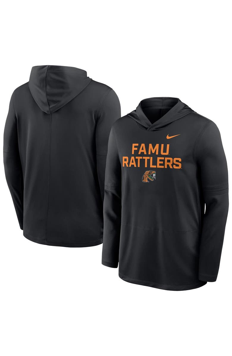 Nike Men's Nike  Black Florida A&M Rattlers Sideline Dri-FIT Lightweight Hooded Top, Main, color, Black