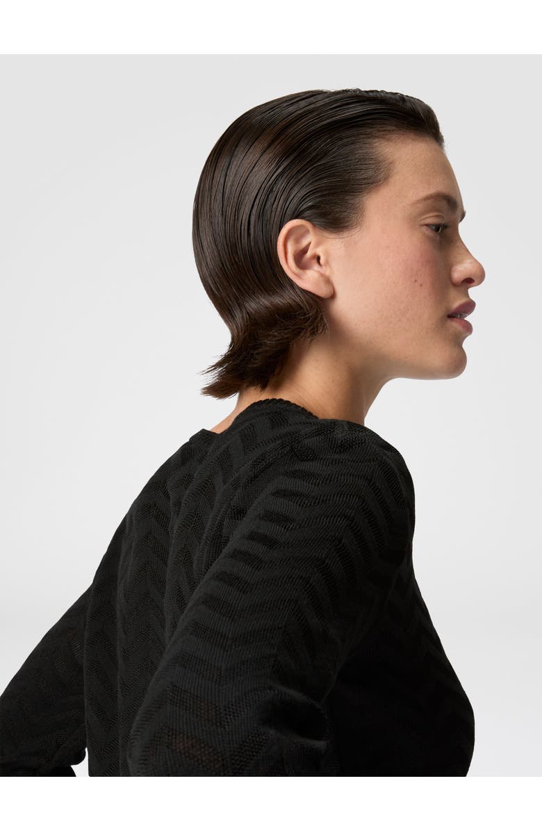 Missoni Stretch Chevron Cotton And Viscose Crewneck Sweater, Alternate, color, Black