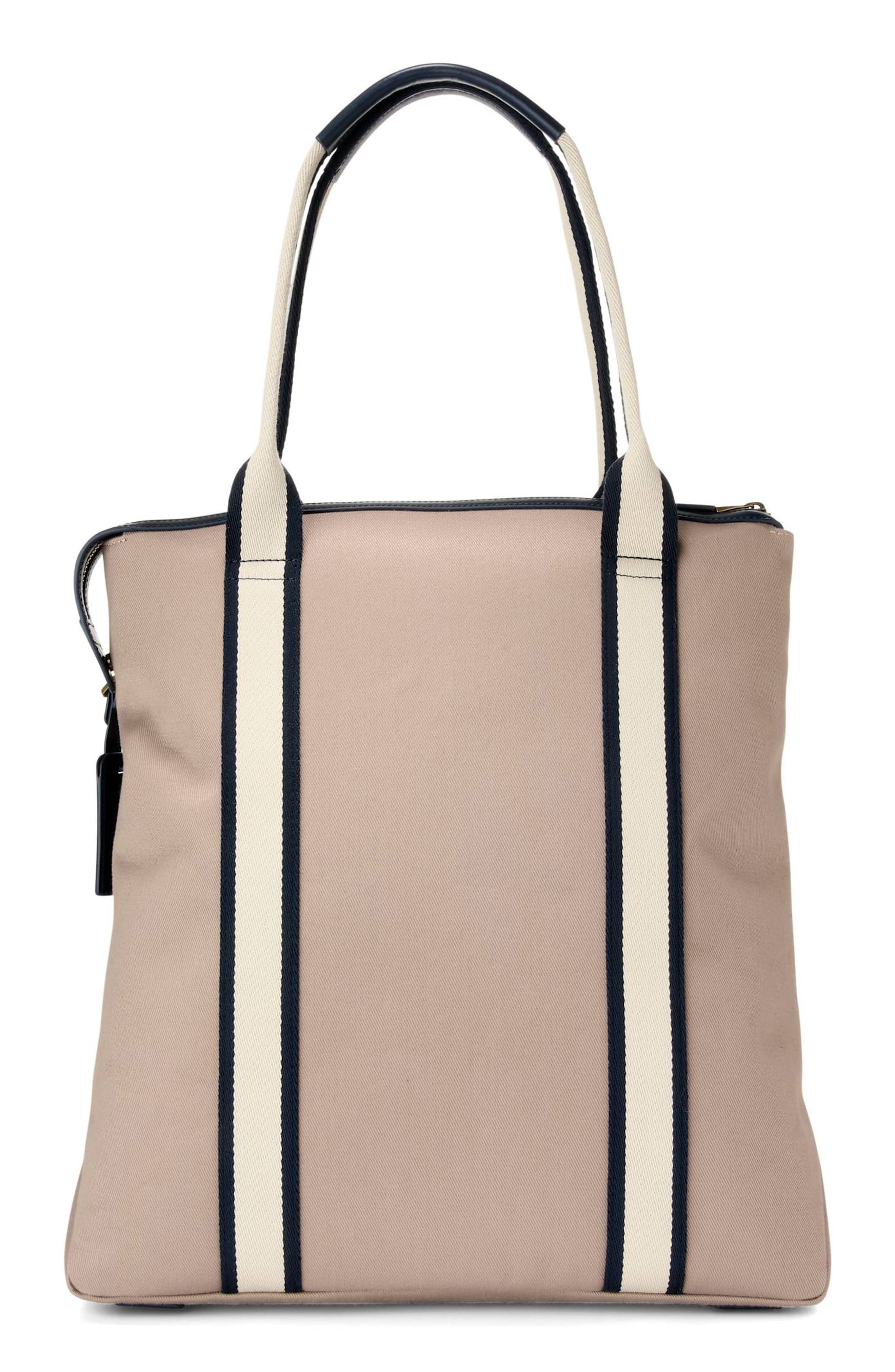 Cole Haan Judson North/South Brushed Twill Tote, Alternate, color, Oxford Tan/Navy Blazer/Angora