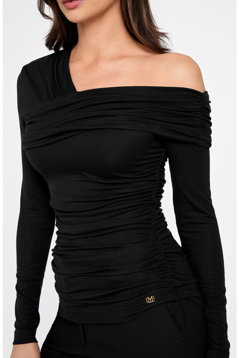 Astrid Shirred Asymmetric Top, Alternate, color, JBLACK-BLACK