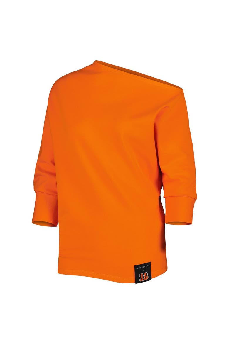Women's KIYA TOMLIN Orange Cincinnati Bengals Twisted Tri-Blend Asymmetrical 3/4-Dolman Sleeve Sweatshirt, Alternate, color, Orange