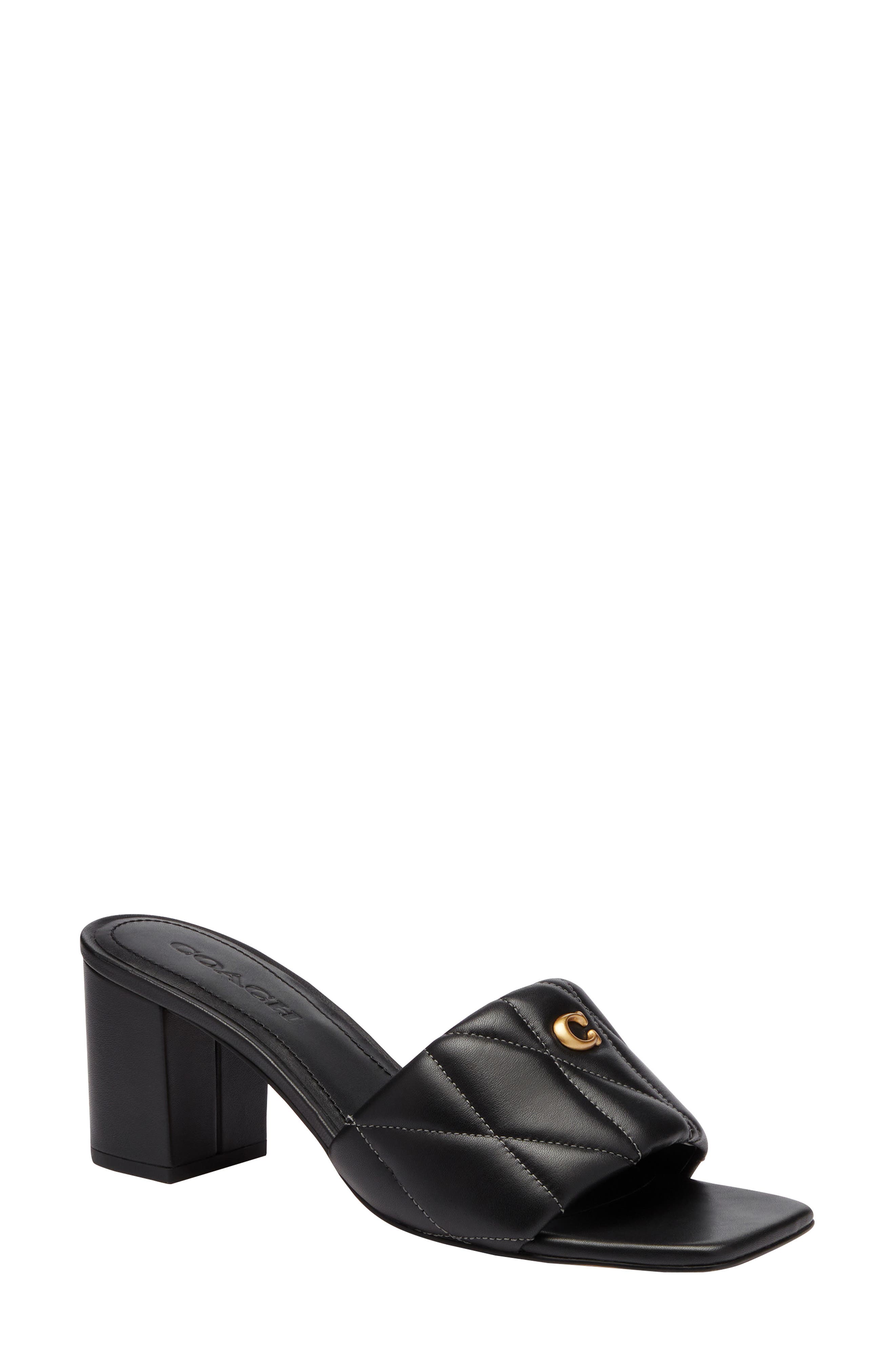 COACH Quilted Leather Block Heel Sandal, Main, color, 