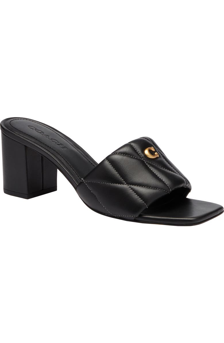 COACH Quilted Leather Block Heel Sandal, Main, color,