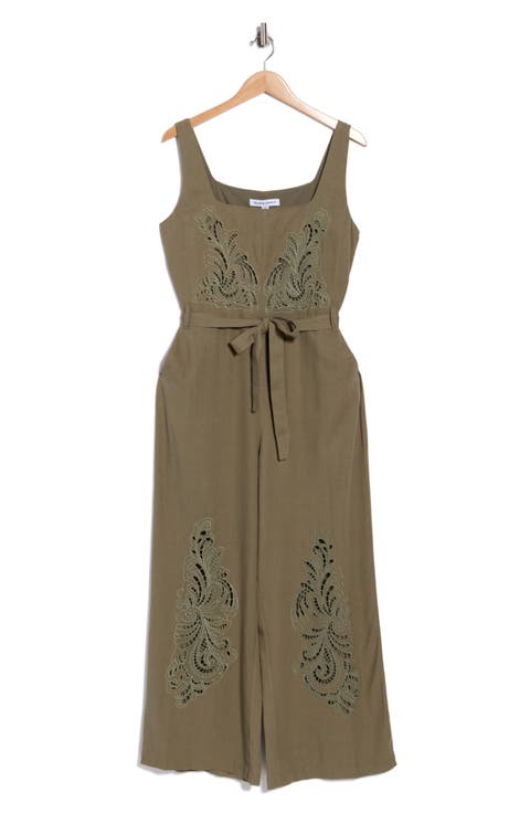 Embroidered Cutwork Sleeveless Jumpsuit