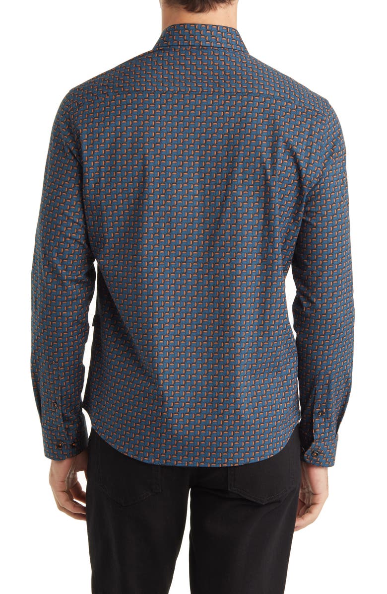 Stone Rose Scotch Print Stretch Woven Button-Up Shirt, Alternate, color,