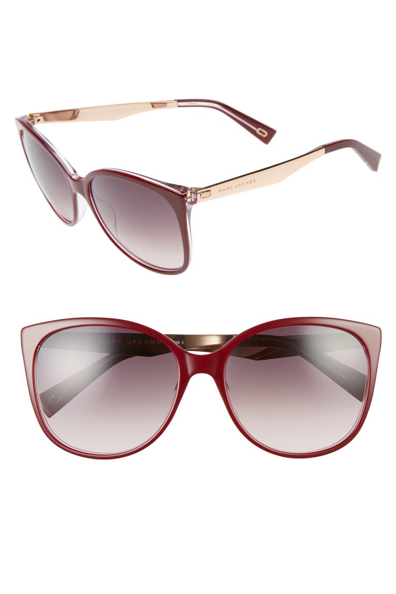 The Marc Jacobs 56mm Gradient Lens Butterfly Sunglasses, Main, color, OPAL/ BURGUNDY
