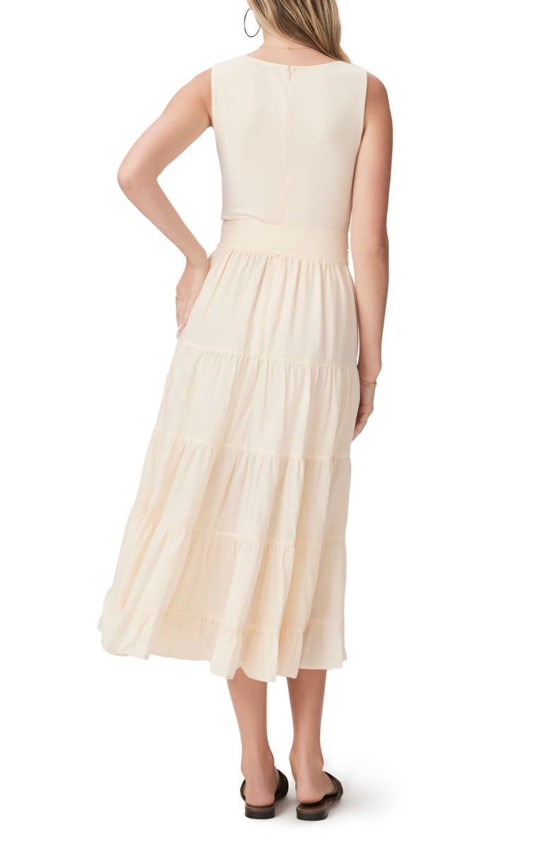PAIGE Samosa Tie Waist Sleeveless Tiered Maxi Dress, Alternate, color, Ecru