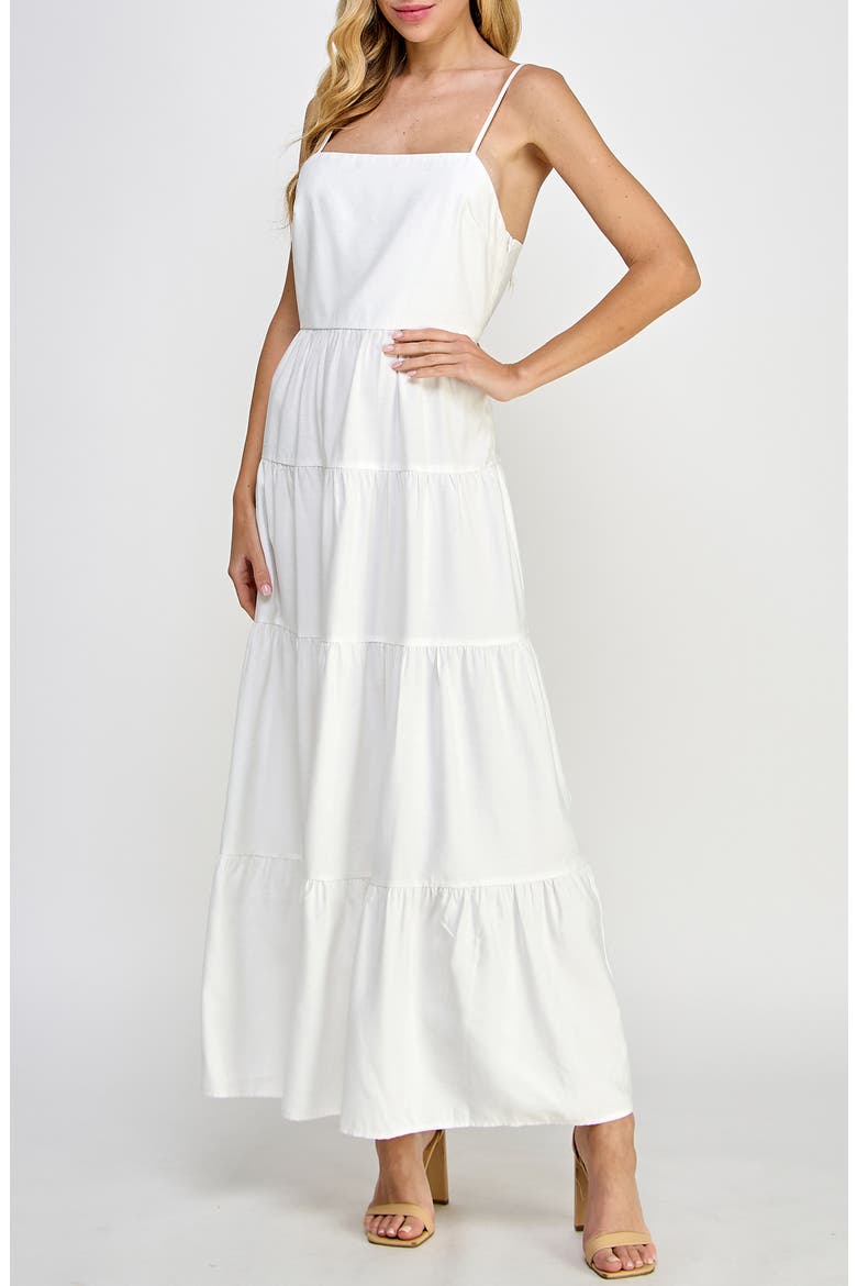 Tiered Maxi Sundress, Alternate, color, WHITE