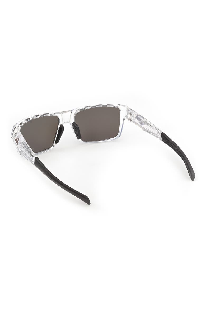 55mm Mirrored Rectangular Sunglasses, Alternate, color, CRYSTAL / BLUE MIRROR