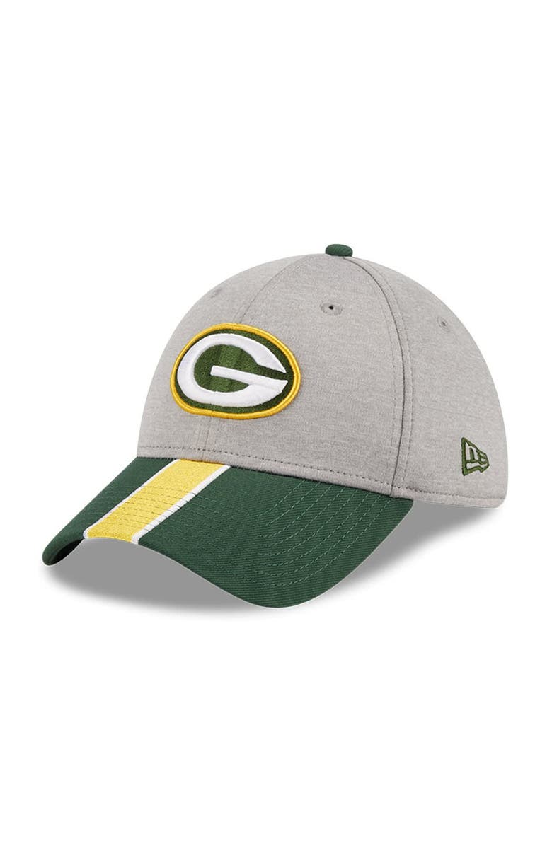 New Era Men's New Era Heather Gray/Green Green Bay Packers Striped 39THIRTY Flex Hat, Main, color, 