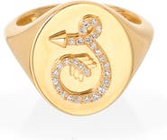 Adina Reyter Pavé Diamond Initial Signet Ring