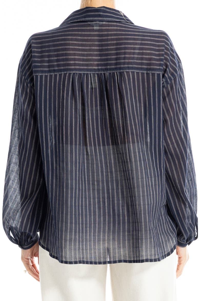 Striped Cotton Gauze Shirt, Alternate, color, DK NAVY DASHING STRIPE