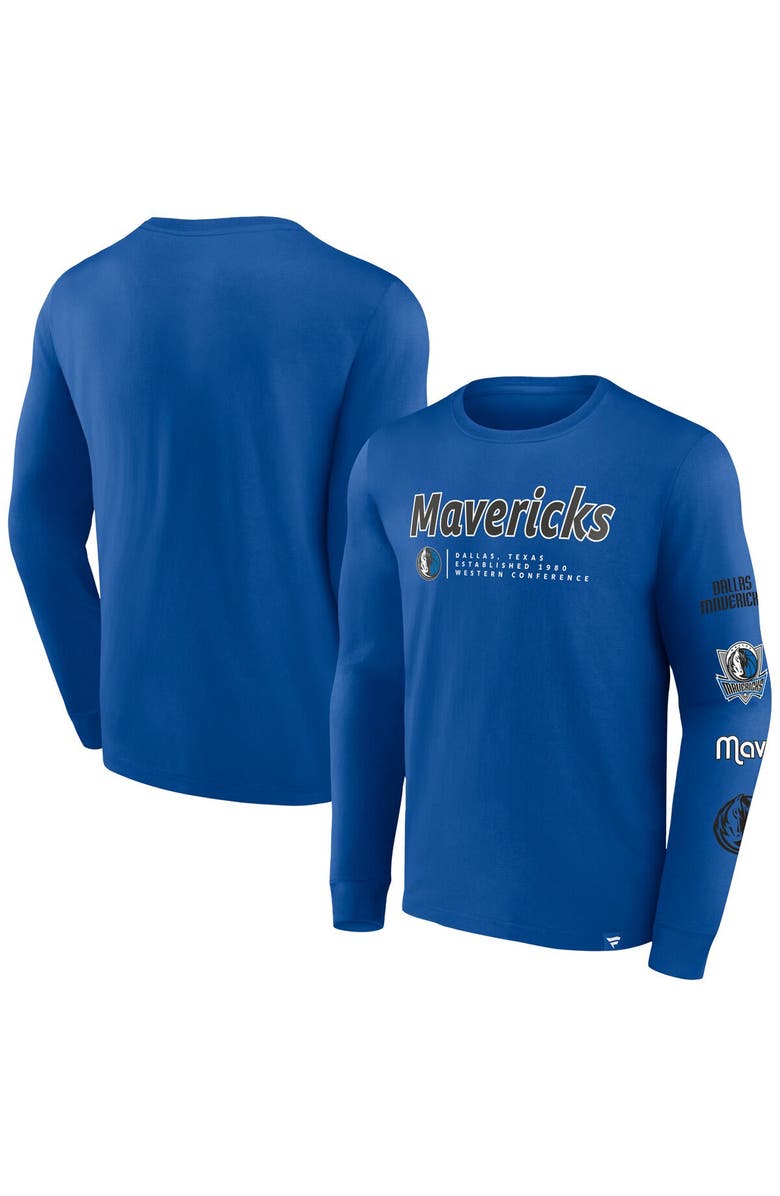FANATICS Men's Fanatics Branded Blue Dallas Mavericks Baseline Long Sleeve T-Shirt, Alternate, color, Blue