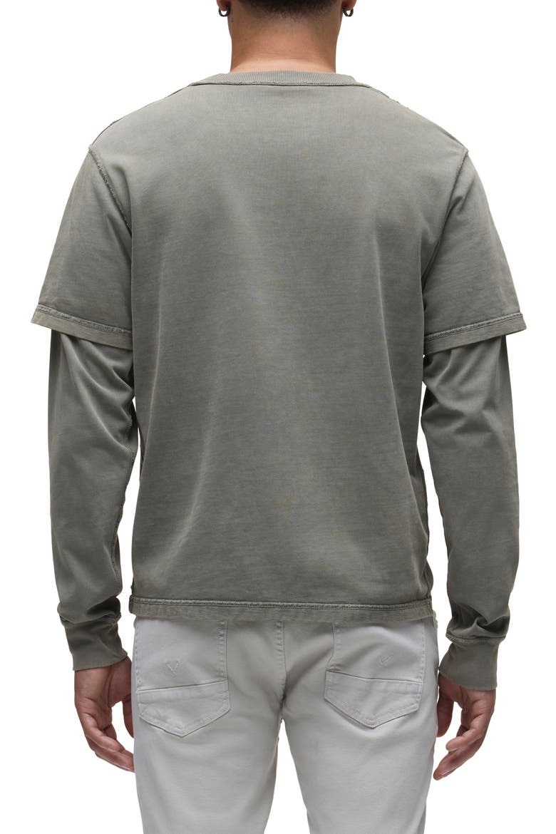 Hybrid Layered Cotton T-Shirt, Alternate, color, STONE GREY