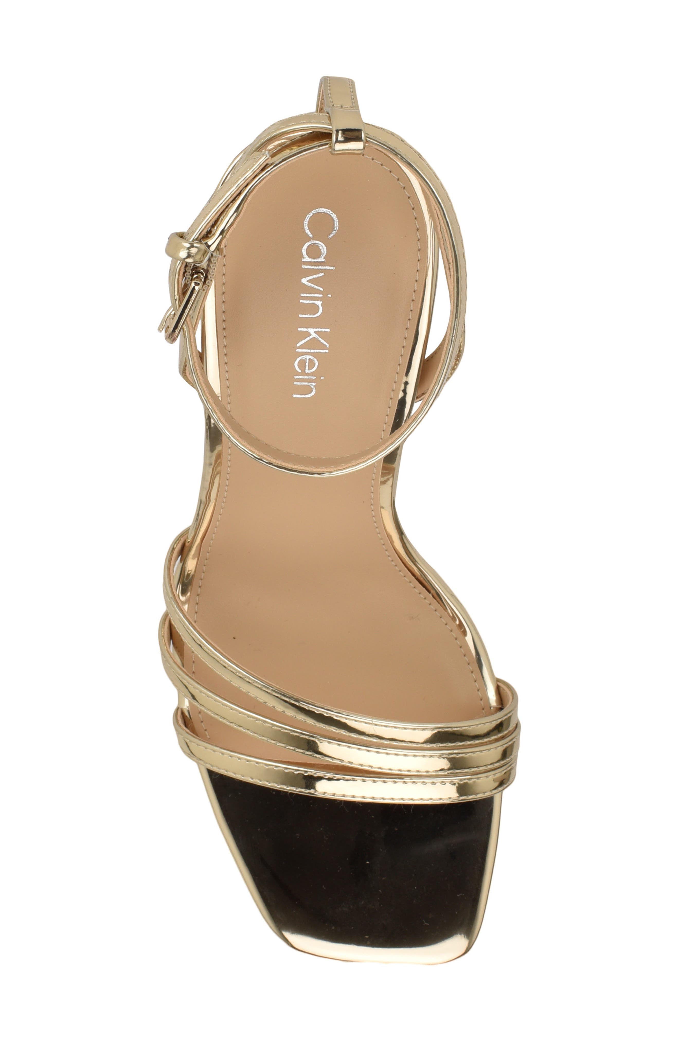 Calvin Klein Quiva Strappy Sandal, Alternate, color, Gold