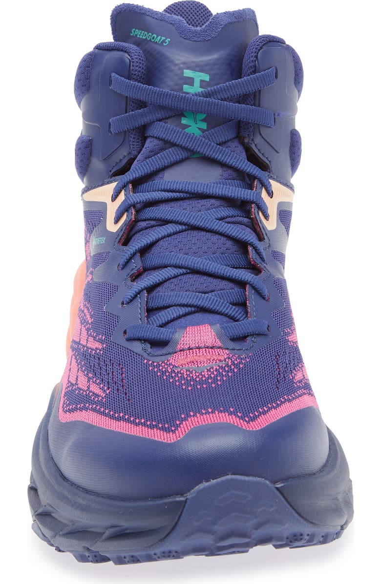 HOKA Speedgoat 5 GTX Gore-Tex<sup>®</sup> Waterproof Trail Running Shoe, Alternate, color, Bellwether Blue / Camellia