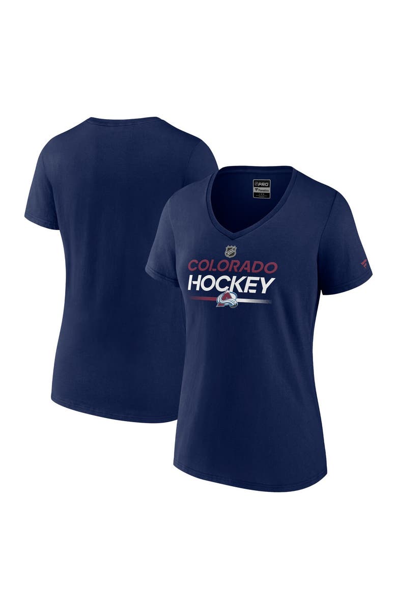 FANATICS Women's Fanatics Branded  Navy Colorado Avalanche Authentic Pro V-Neck T-Shirt, Main, color, 