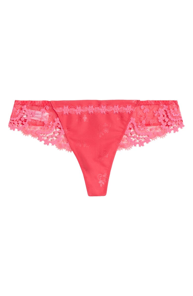 Simone Perele 'Wish' Embroidered Tanga Thong, Alternate, color, Fabulous Pink