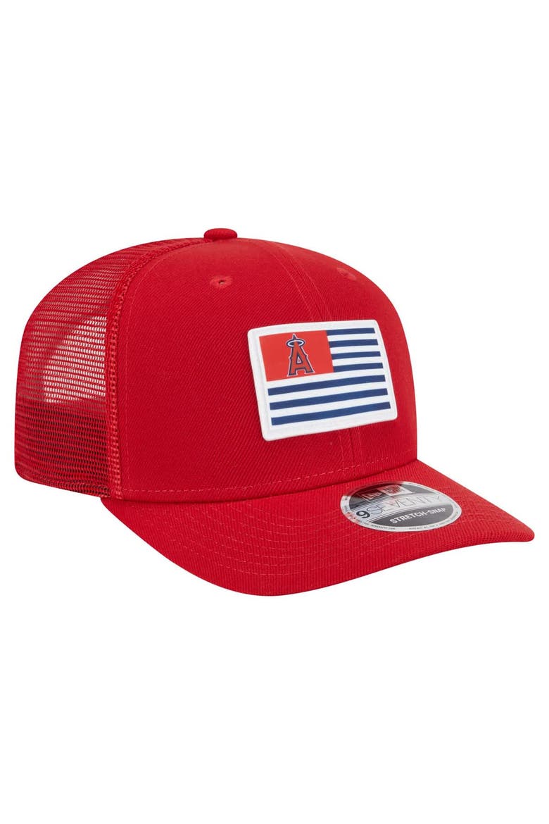 Men's New Era Red Los Angeles Angels Flag 9SEVENTY COOLERA Stretch-Snap Hat, Alternate, color, Red