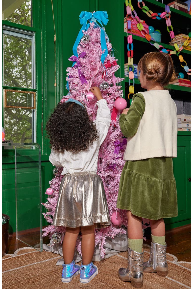Kids' Velour Lisle Dress, Alternate, color, Sage Velour