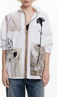 Desigual Relaxed Fit Zip Front Cotton Shirt