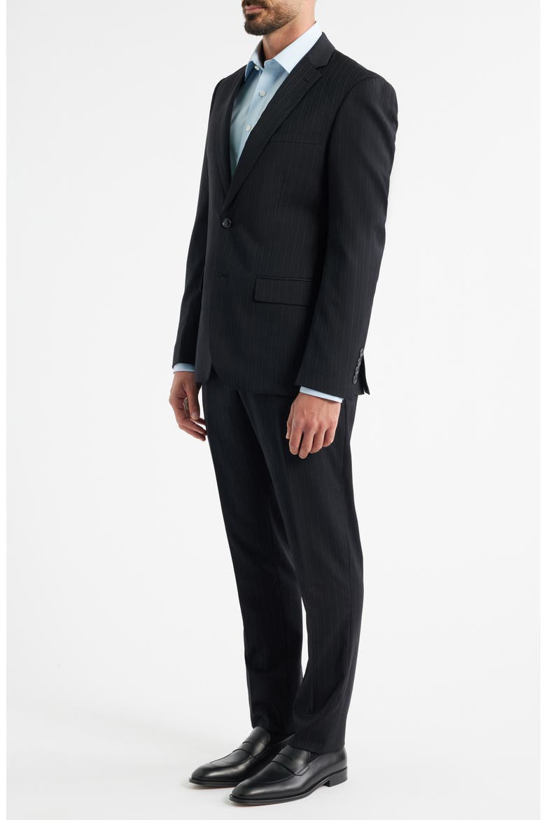 Modern Fit Black Pinstripe Wool Suit, Alternate, color, BLACK