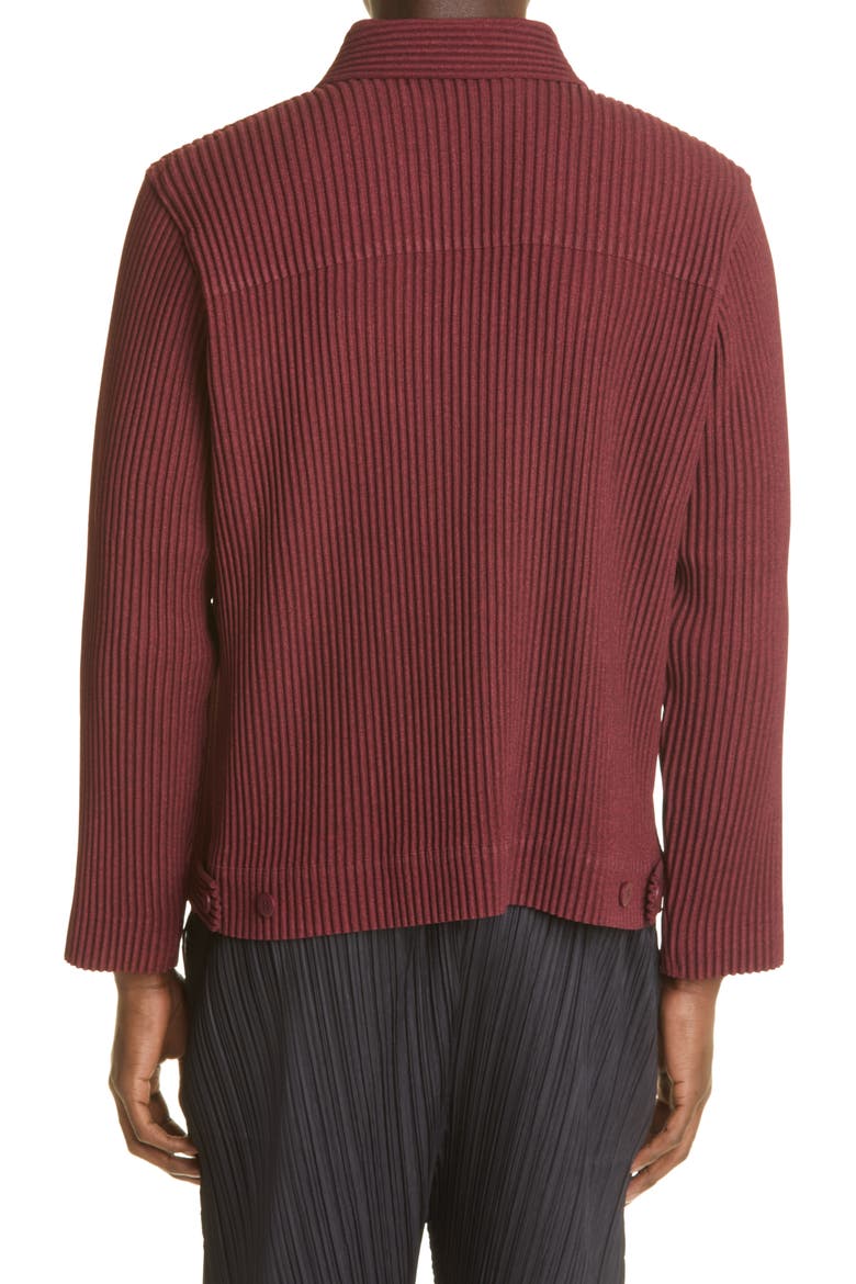 Pleated Shirt Jacket, Alternate, color, BORDEAUX