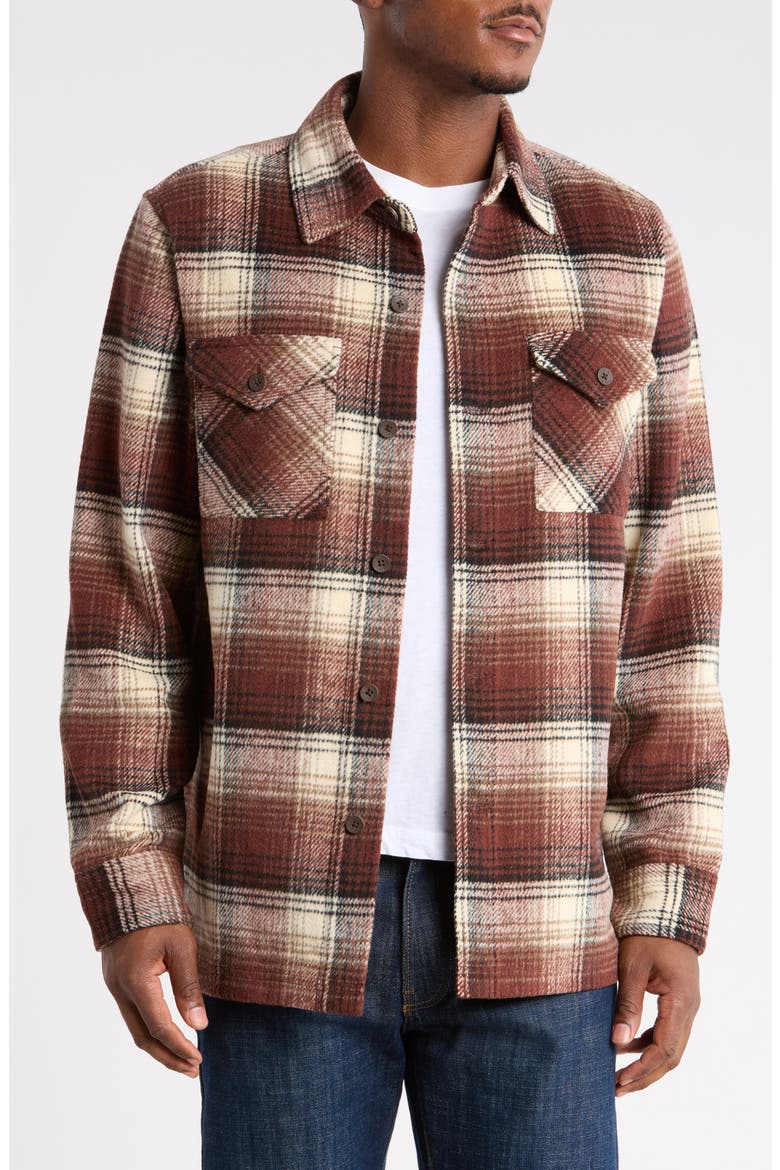 Brushed Plaid Shirt Jacket, Main, color, RUSTIC BRICK PLAID